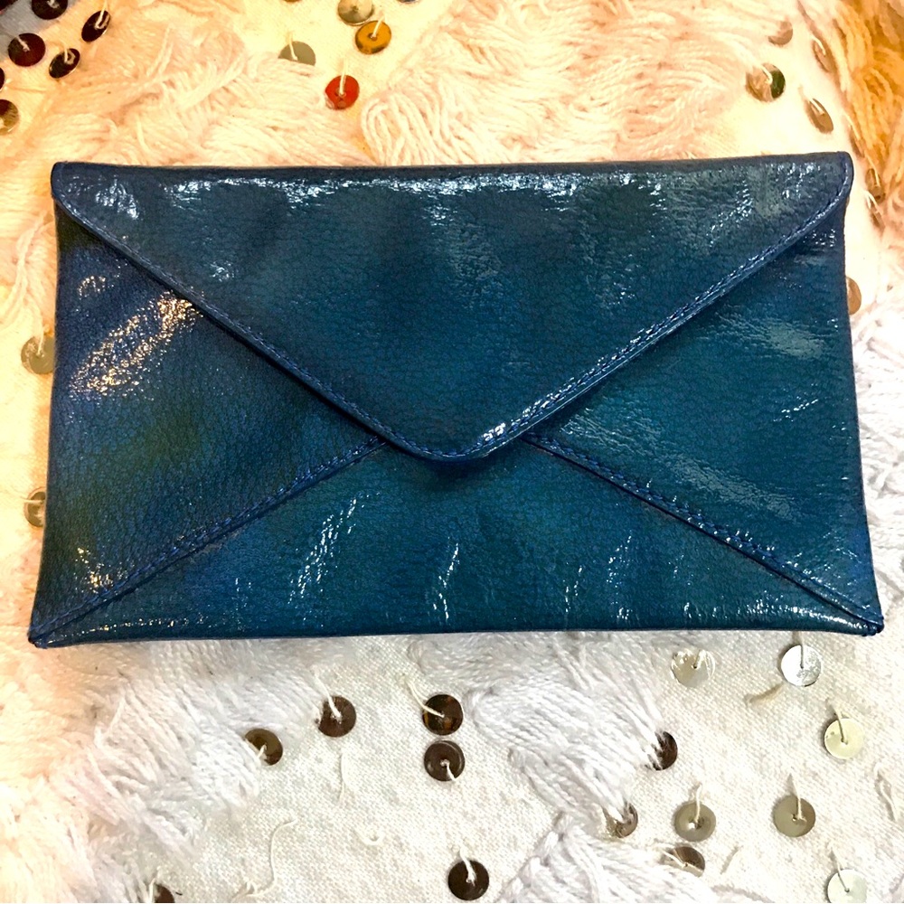 Michael Kors Patent Leather Blue Envelope Bag